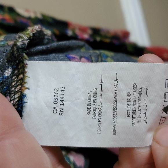 California Moon Rise Bell Sleeve Floral Boho Mini Dress Size M - Picture 6 of 9